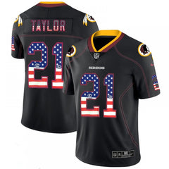 Men's Washington Redskins #21 Sean Taylor Black 2018 USA Flag Color Rush Limited Fashion NFL Stitched Jersey 