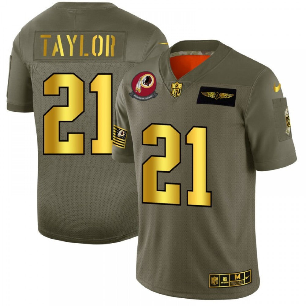 Men's Washington Redskins #21 Sean Taylor 2019 Olive/Gold Salute To Service Limited Stitched NFL Jersey 