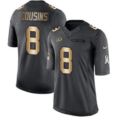 Redskins #8 Kirk Cousins Black Men's Stitched NFL Limited Gold Salute To Service Jersey 