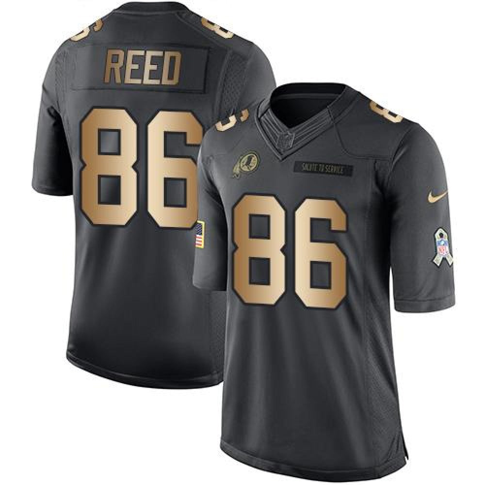 Redskins #86 Jordan Reed Black Men's Stitched NFL Limited Gold Salute To Service Jersey 