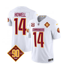 Men's Washington Commanders #14 Sam Howell White 2023 F.U.S.E. With 1-Star C Patch 90th Anniversary Vapor Limited Stitched Football Jersey 