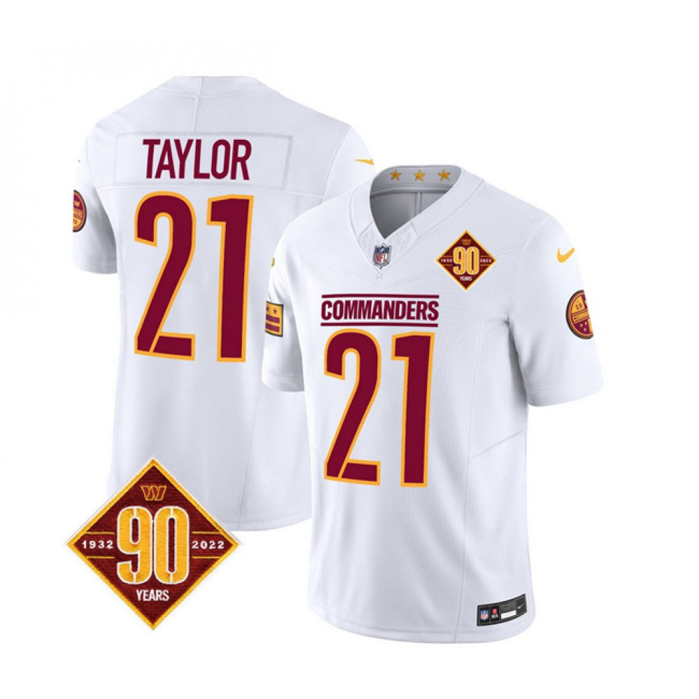 Men's Washington Commanders #21 Sean Taylor White 2023 F.U.S.E. 90th Anniversary Vapor Limited Stitched Football Jersey 