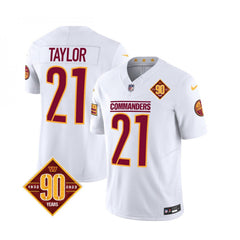 Men's Washington Commanders #21 Sean Taylor White 2023 F.U.S.E. 90th Anniversary Vapor Limited Stitched Football Jersey 