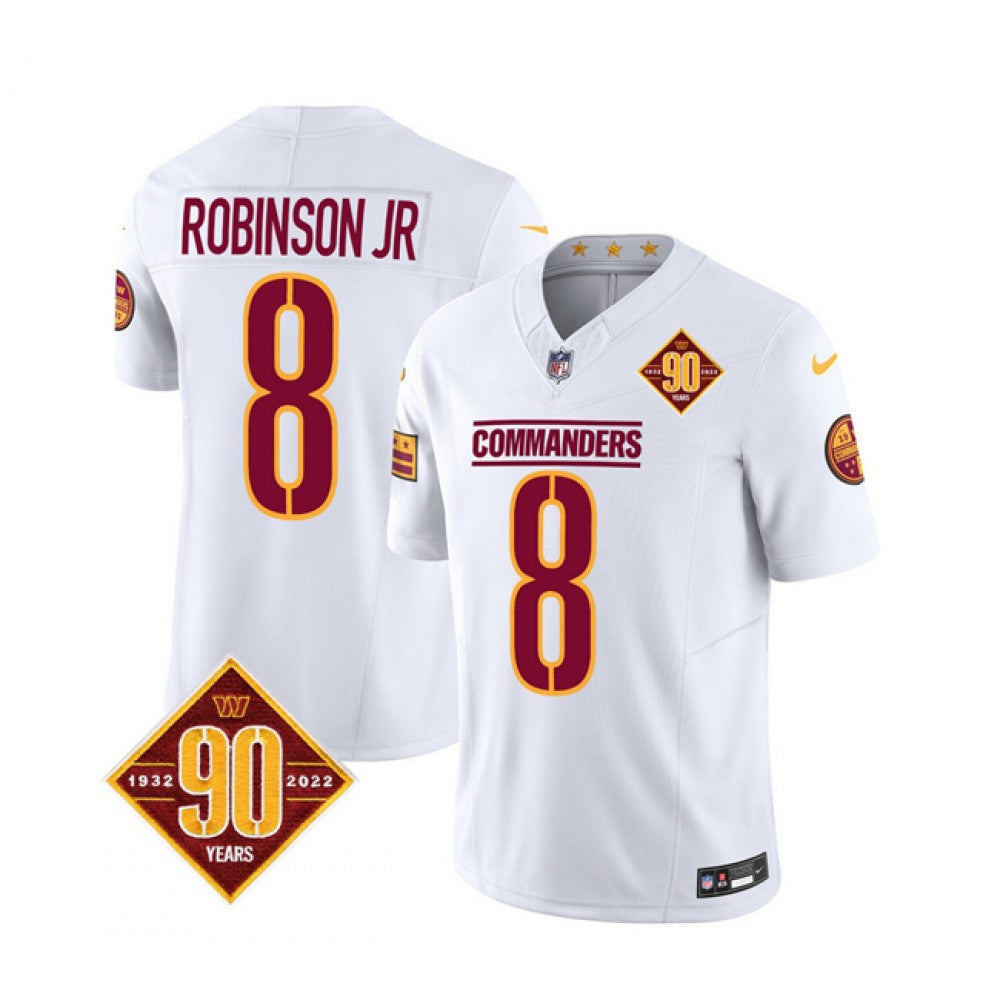 Men's Washington Commanders #8 Brian Robinson White 2023 F.U.S.E. 90th Anniversary Vapor Limited Stitched Football Jersey 