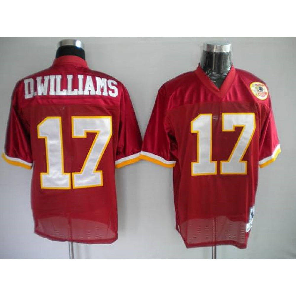 Mitchell and Ness Redskins #17 Doug Williams Red With 50TH Anniversary Patch Stitched NFL Jersey 