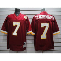 Mitchell and Ness Redskins #7 Joe Theismann Red With 50TH Anniversary Stitched NFL Jersey 
