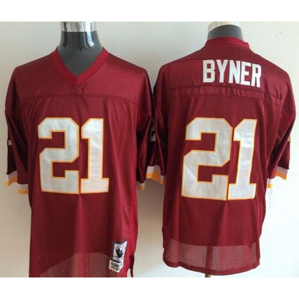 Mitchell And Ness Redskins #21 Earnest Byner Red Throwback Stitched NFL Jersey 