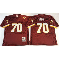 Mitchell And Ness Redskins #70 Sam Huff Red Throwback Stitched NFL Jersey 