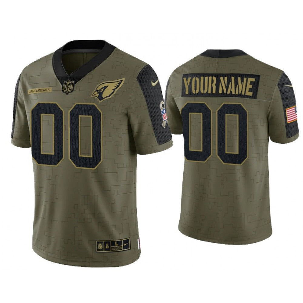 Men's Arizona Cardinals Customized 2021 Olive Salute To Service Limited Stitched Jersey 