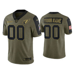 Men's Arizona Cardinals Customized 2021 Olive Salute To Service Limited Stitched Jersey 