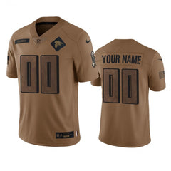 Men's Atlanta Falcons Active Player Custom 2023 Brown Salute To Setvice Limited Stitched Football Jersey 