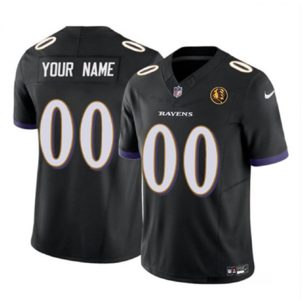 Men's Baltimore Ravens Active Player Custom Black 2023 F.U.S.E. With John Madden Patch Vapor Limited Football Jersey 