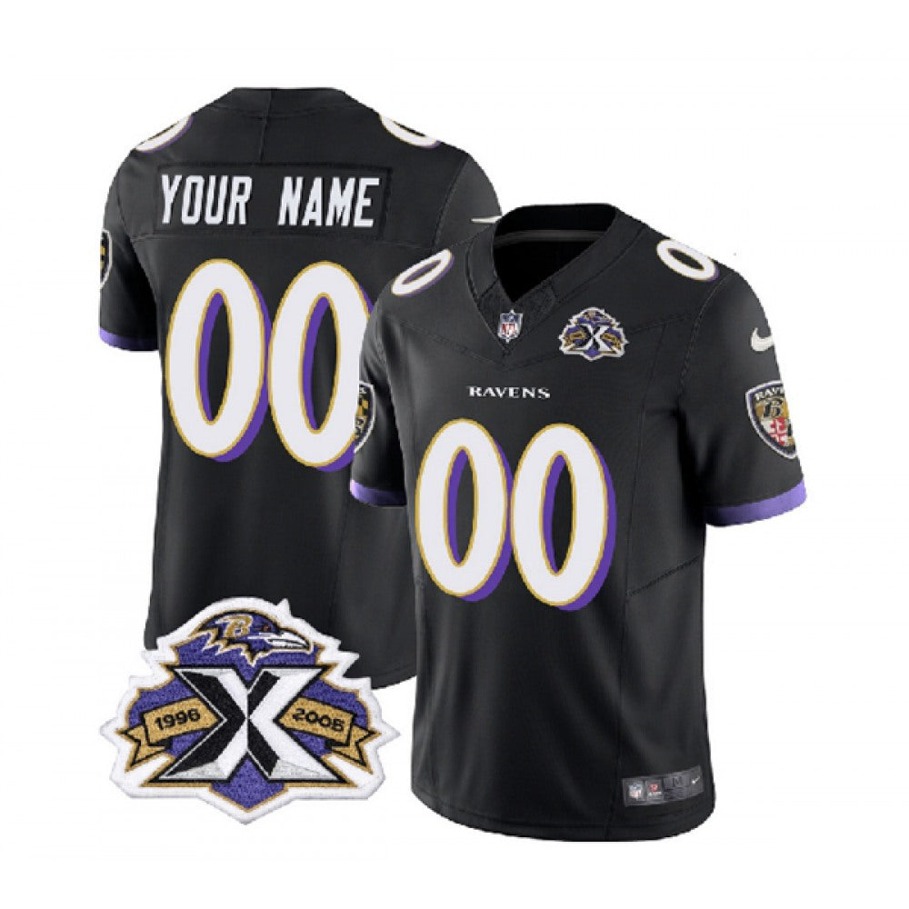 Men's Baltimore Ravens Active Player Custom Black 2023 F.U.S.E With Patch Throwback Vapor Limited Jersey 