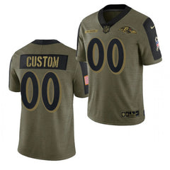 Men's Baltimore Ravens ACTIVE PLAYER Custom 2021 Olive Salute To Service Limited Stitched Jersey 