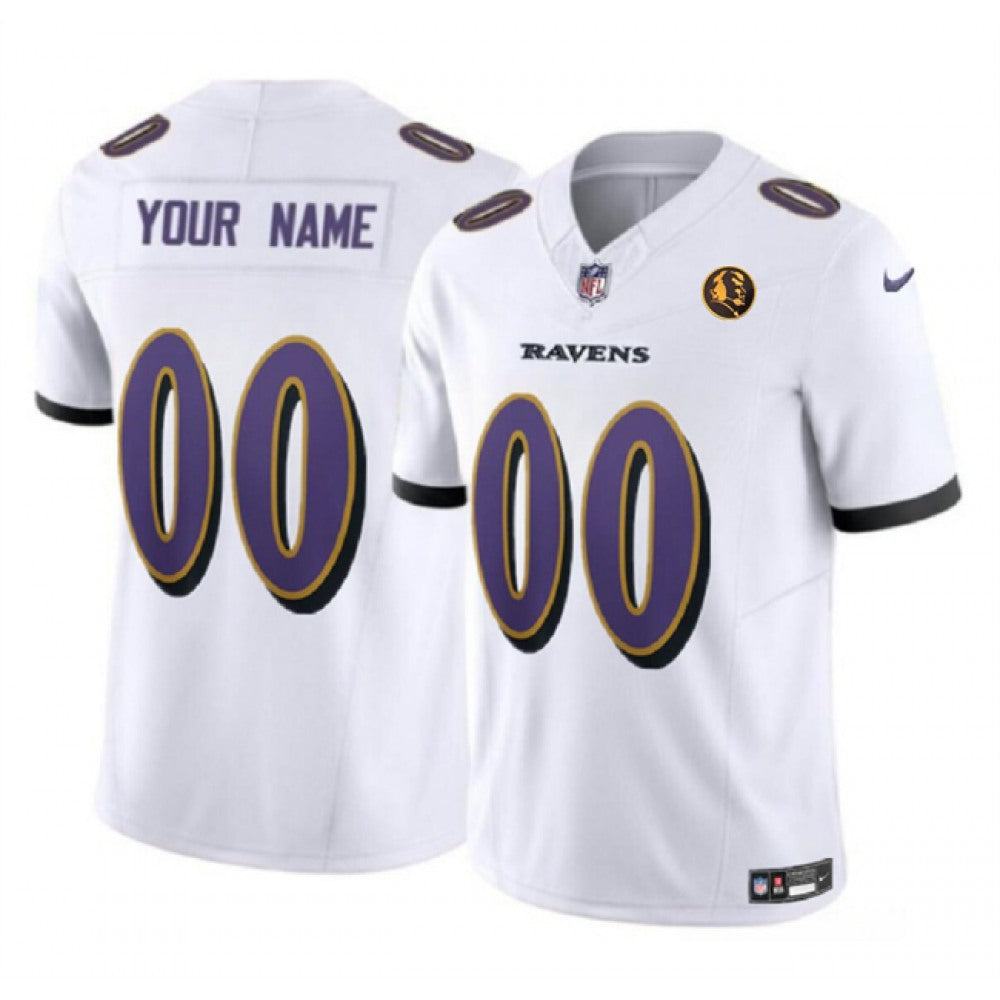 Men's Baltimore Ravens Active Player Custom White 2023 F.U.S.E. With John Madden Patch Vapor Limited Football Jersey 