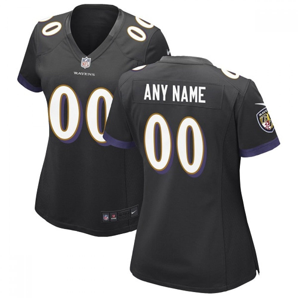 Women's Baltimore Ravens Customized Black Elite Stitched Jersey(Run Small 