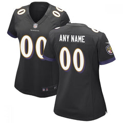 Women's Baltimore Ravens Customized Black Elite Stitched Jersey(Run Small 
