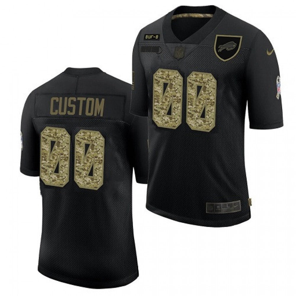 Men's Buffalo Bills Customized Black Salute To Service Stitched Limited Jersey 