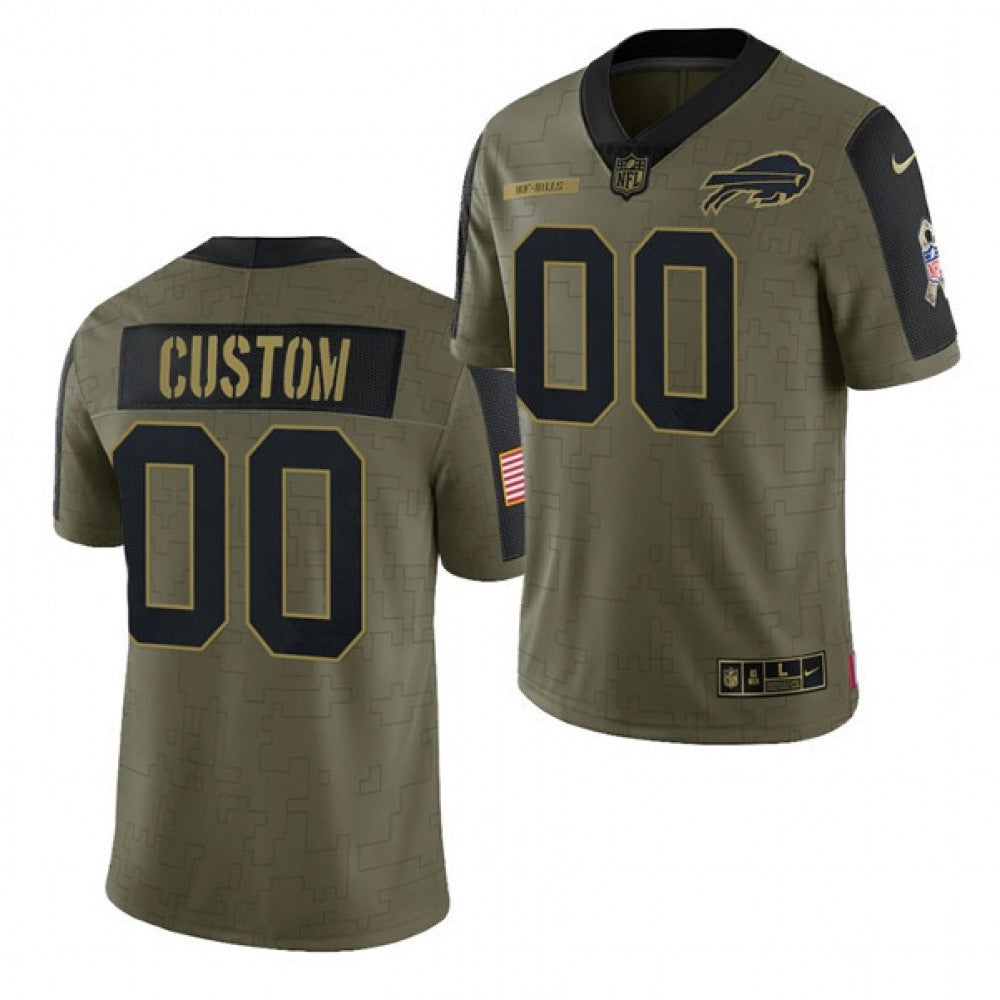 Men's Buffalo Bills ACTIVE PLAYER Custom 2021 Olive Salute To Service Limited Stitched Jersey 