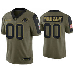 Men's Carolina Panthers Customized 2021 Olive Salute To Service Limited Stitched Jersey 
