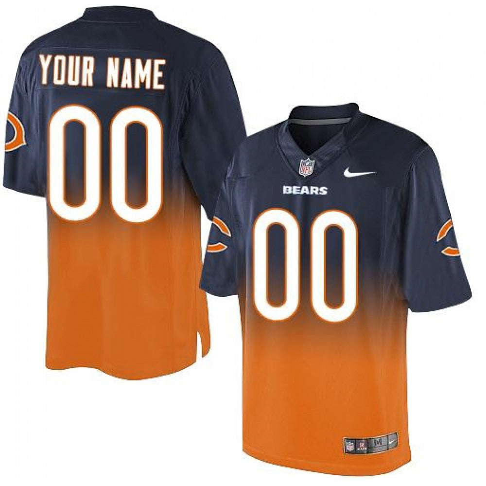 Chicago Bears Customized Navy Blue/Orange Men's Stitched Elite Fadeaway Fashion NFL Jersey 