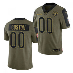 Men's Chicago Bears Customized 2021 Olive Salute To Service Limited Stitched Jersey 
