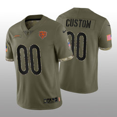 Men's Chicago Bears ACTIVE PLAYER Custom Olive 2022 Salute To Service Limited Stitched Jersey 