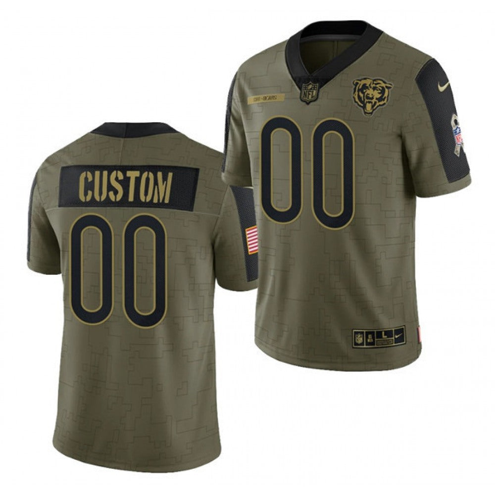 Men's Chicago Bears ACTIVE PLAYER Custom 2021 Olive Salute To Service Limited Stitched Jersey 