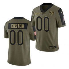 Men's Chicago Bears ACTIVE PLAYER Custom 2021 Olive Salute To Service Limited Stitched Jersey 