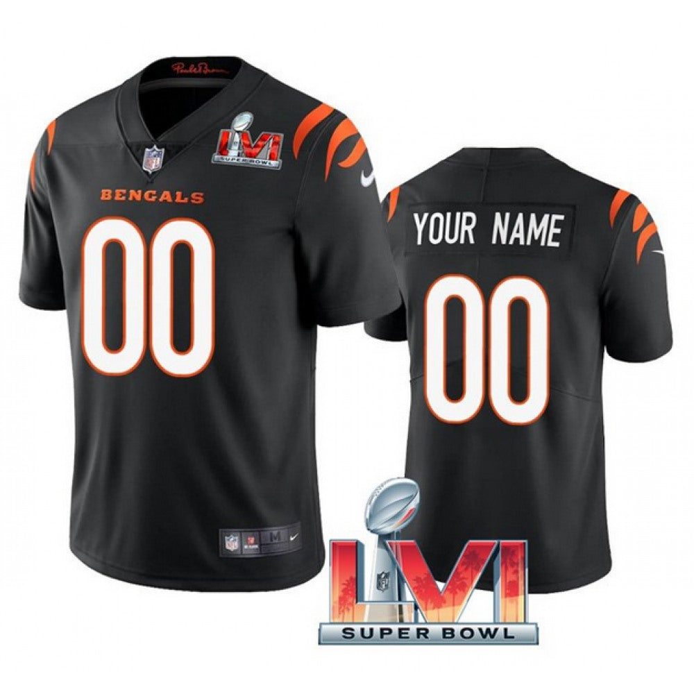 Men's Cincinnati Bengals ACTIVE PLAYER Custom 2022 Black Super Bowl LVI Vapor Limited Stitched Jersey 