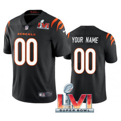 Men's Cincinnati Bengals ACTIVE PLAYER Custom 2022 Black Super Bowl LVI Vapor Limited Stitched Jersey 