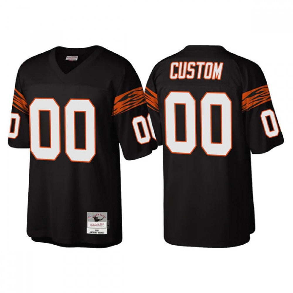 Men's Cincinnati Bengals Customized Black Throwback Legacy Stitched Jersey 