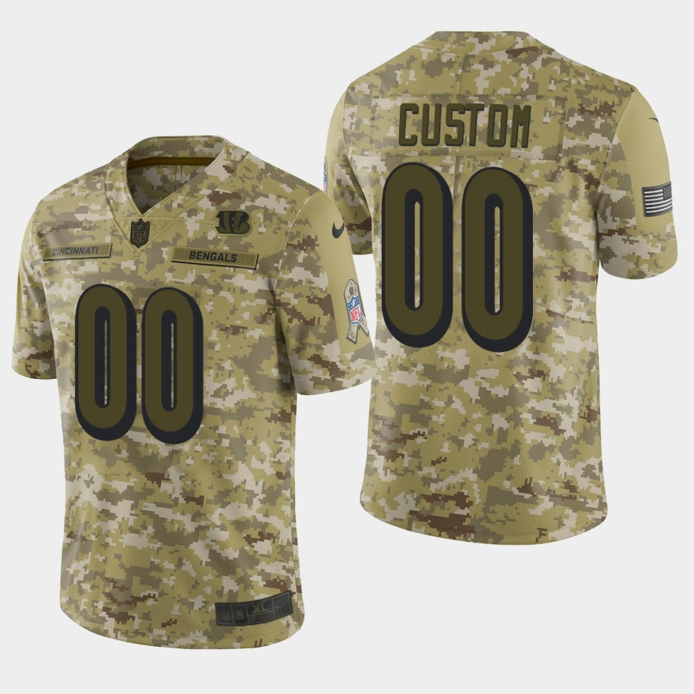 Men's Cincinnati Bengals Customized Camo Salute To Service NFL Stitched Limited Jersey 