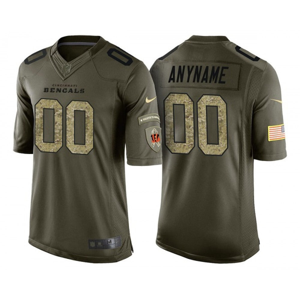 Men's Cincinnati Bengals Customized Green Camo Salute to Service Stitched Jersey 