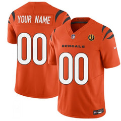 Men's Cincinnati Bengals Active Player Custom Orange 2023 F.U.S.E. With John Madden Patch Vapor Limited Stitched Football Jersey 