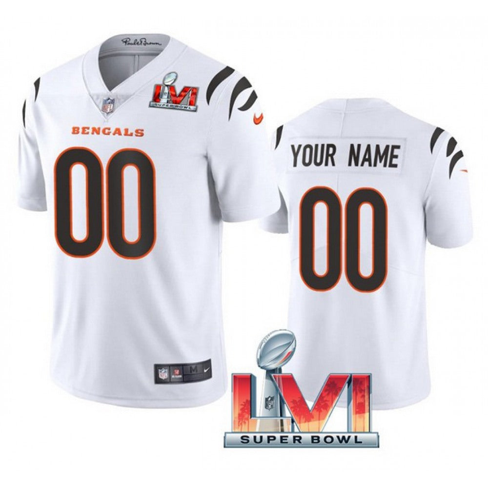 Men's Cincinnati Bengals ACTIVE PLAYER Custom 2022 White Super Bowl LVI Vapor Limited Stitched Jersey 