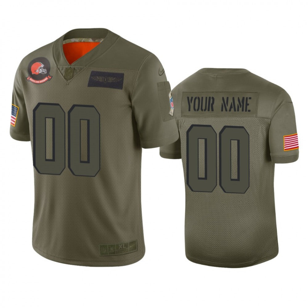 Men's Cleveland Browns Customized 2019 Camo Salute To Service NFL Stitched Limited Jersey 