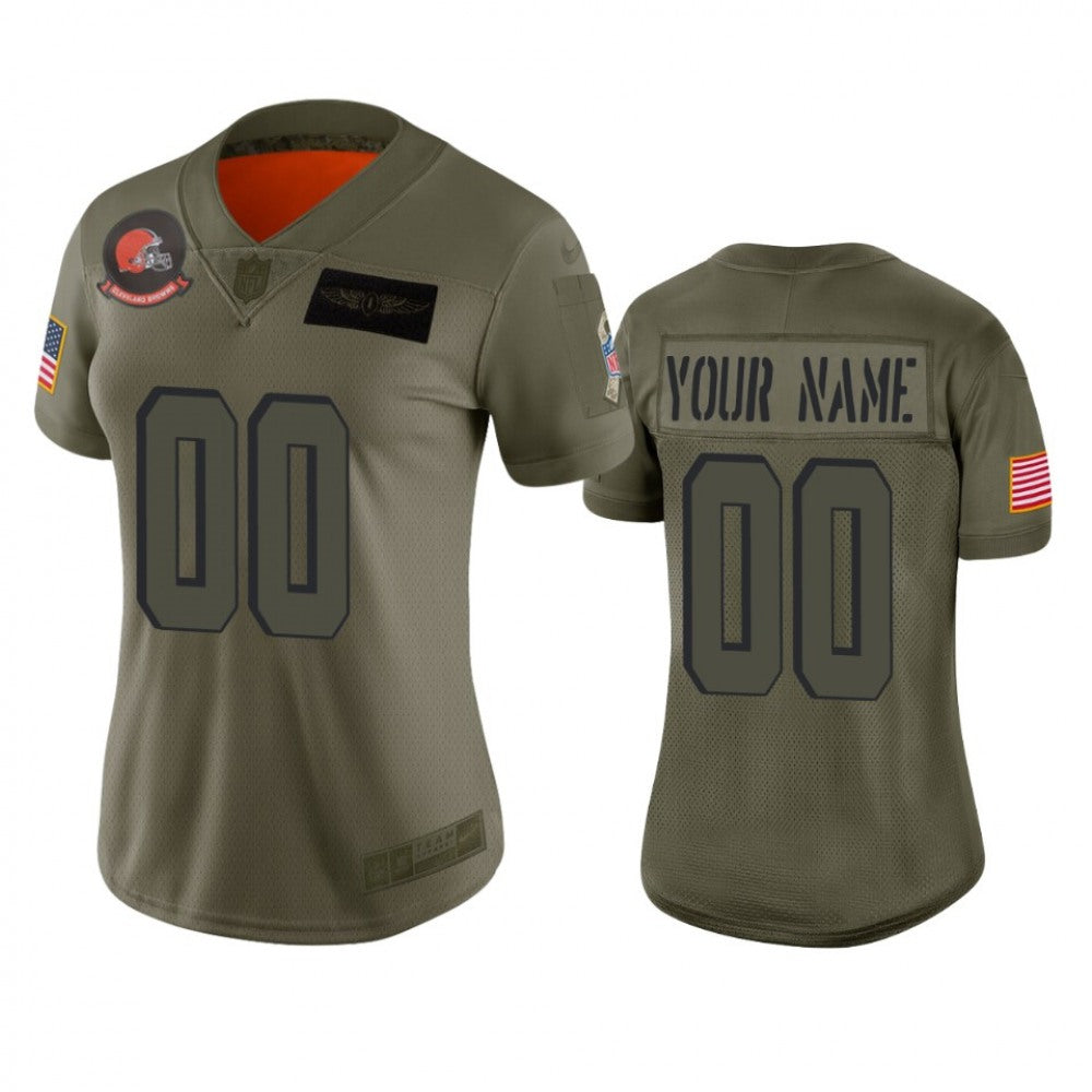 Women's Cleveland Browns Customized 2019 Camo Salute To Service NFL Stitched Limited Jersey 