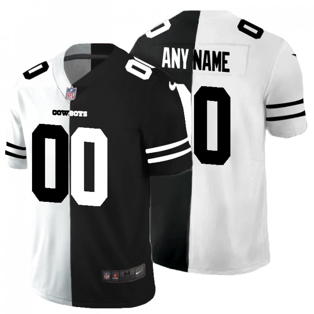Men's Dallas Cowboys ACTIVE PLAYER Custom Black & White Split Limited Stitched Jersey 