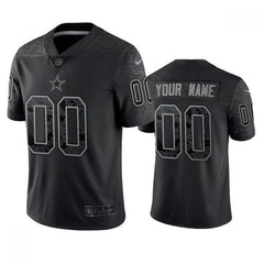 Men's Dallas Cowboys Active Player Custom Black Reflective Limited Stitched Football Jersey 