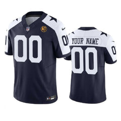 Men's Dallas Cowboys Active Player Custom Navy 2023 F.U.S.E. With John Madden Patch Vapor Limited Stitched Football Jersey 