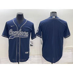 Men's Dallas Cowboys Customized Navy Cool Base Stitched Baseball Jersey 