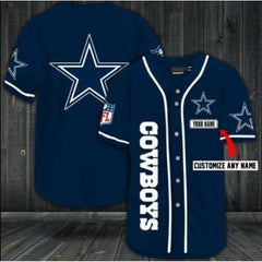 Men's Dallas Cowboys Customized Navy Baseball Jersey 
