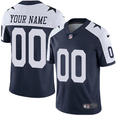 Men's Dallas Cowboys Customized Navy Blue Thanksgiving Vapor Untouchable NFL Stitched Limited Jersey 