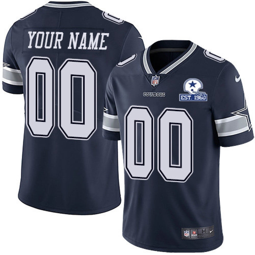 Men's Dallas Cowboys ACTIVE PLAYER Custom Navy Blue With Established In 1960 Patch Limited Stitched NFL Jersey 