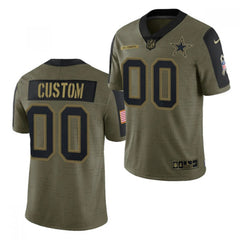 Men's Dallas Cowboys Customized 2021 Olive Salute To Service Limited Stitched Jersey 