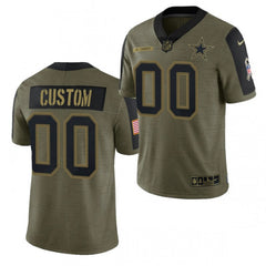 Men's Dallas Cowboys ACTIVE PLAYER Custom 2021 Olive Salute To Service Limited Stitched Jersey 