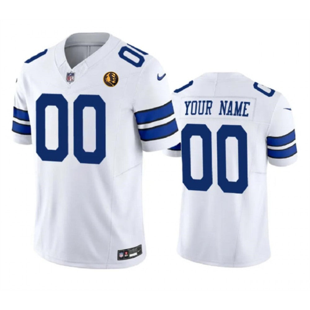 Men's Dallas Cowboys Active Player Custom White 2023 F.U.S.E. With John Madden Patch Vapor Limited Stitched Football Jersey 