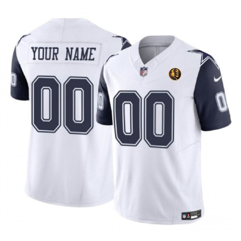 Men's Dallas Cowboys Active Player Custom White 2023 F.U.S.E. With John Madden Patch Vapor Limited Stitched Football Jersey 