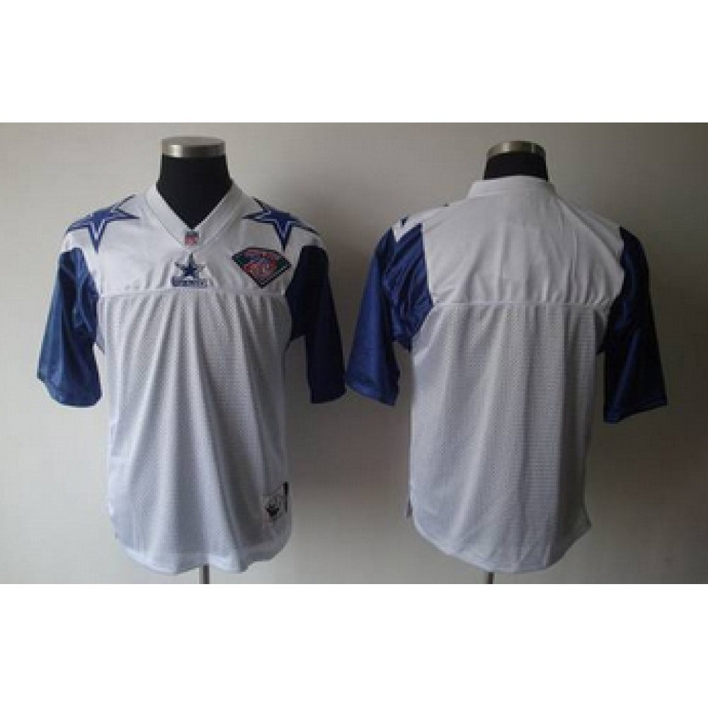 Men's Dallas Cowboys Customized White Mitchell And Ness 75th Stitched Jersey 